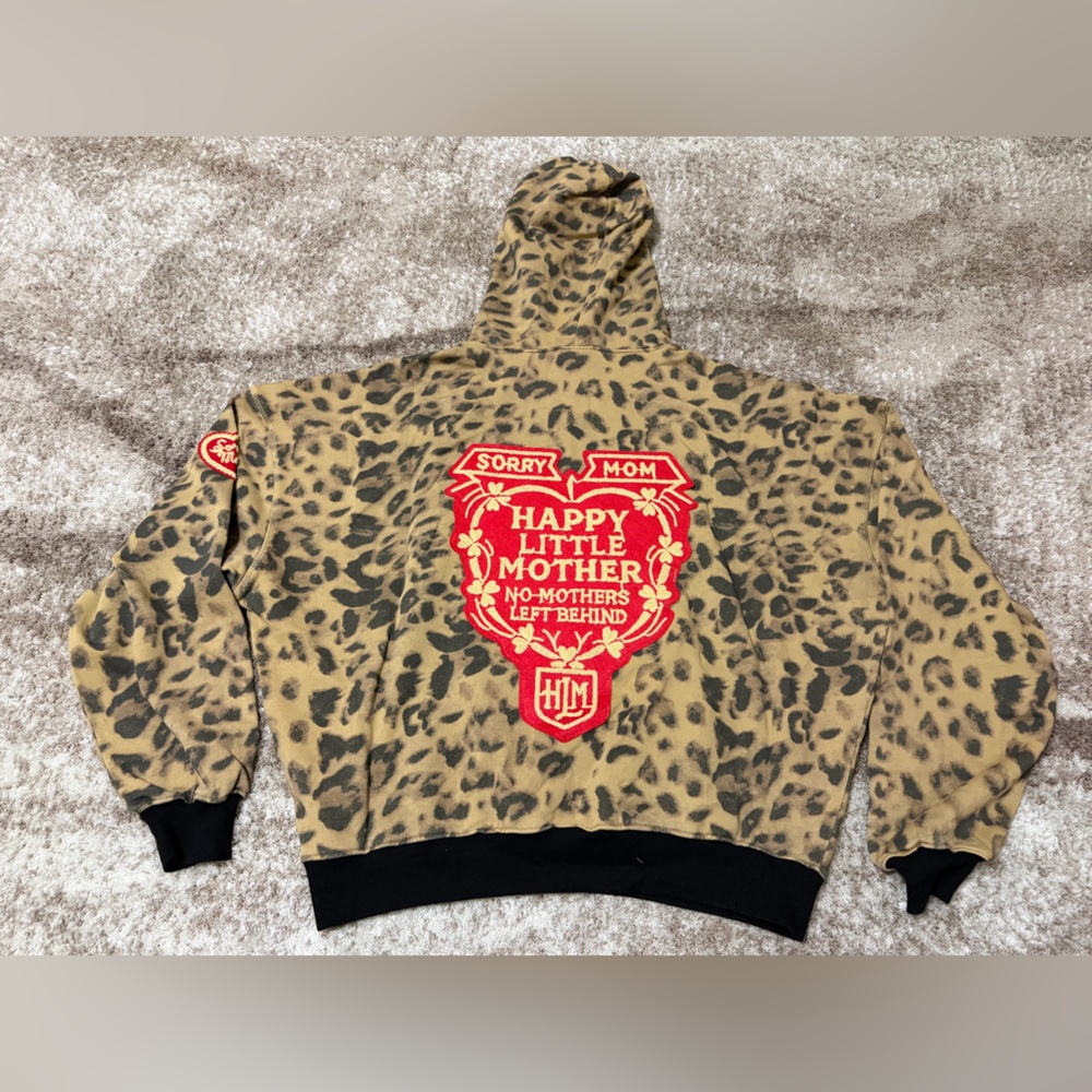 Leopard Print Hoodie Sweater - "Let's Walk Holding Hands" - Picture 5 of 5